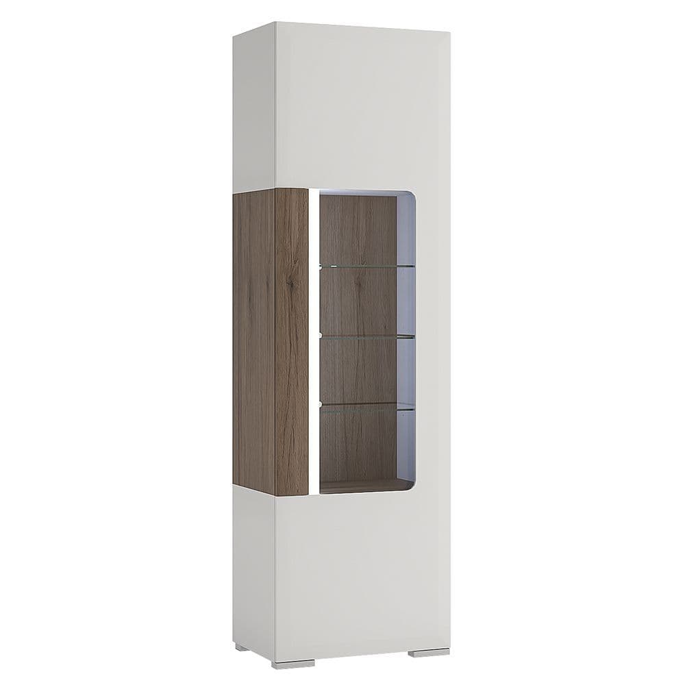 Vancouver Tall narrow glazed display cabinet with internal shelves (inc Plexi Lighting)